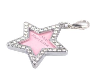 Pet Star Shape Rhinestone Writable Name Telephone ID Tags for Dogs Cats