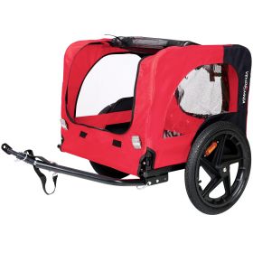 Bicycle trailer for pets outdoor foldable red color dog trailer with reflectors and safety flag