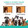 44"Dog House Outdoor & Indoor Wooden Dog Kennel for Winter with Raised Feet Weatherproof for Large Dogs(Gold red and black)(M)