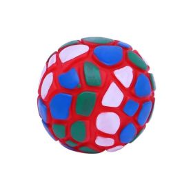 Dog Chew Toy Natural Rubber Puzzle Ball Dog Geometric Safety Toys Ball for Small Medium Large Dogs Playing Pet Training Supplies (Color: Red)