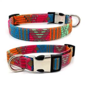 Dog Print Adjustable Collar; suitable For Large & Small Dogs (Color: Burgundy, size: L)