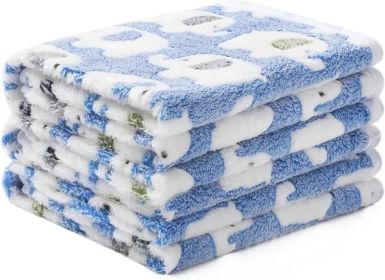 bla1 Pack 2 Blankets Super Soft Fluffy Premium Cute Elephant Pattern Pet Blanket Flannel Throw for Dog Puppy Cat (Color: Blue, size: Medium (Pack of 2))