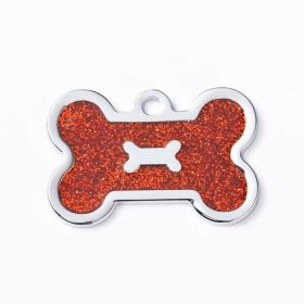 Metal Pet ID Tags With Pink Bone Shape For Dogs & Cats (Color: Shiny red, size: 1 peice)