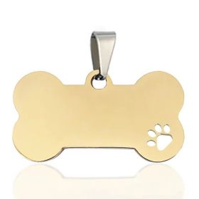 Stainless Steel Bone Shaped Pendant For Dog Cat Collars; Metal Pendant For Pet Necklace; Pet Supplies (Color: Golden, size: M)