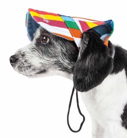 Pet Life 'Colorful' Floral Uv Protectant Adjustable Fashion Dog Hat Cap (size: large)