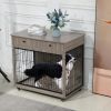 Dog Crate Furniture, Wooden Dog Crate End Table, 38.4 Inch Dog Kennel with 2 Drawers Storage, Heavy Duty Dog Crate, Decorative Pet Crate Dog Cage for