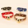 Leather Pet Collars Pet paw print bone alloy bell collar Dog collar Puppy Toy dog Best Santa Xmas Gifts cat collar