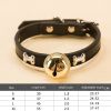 Leather Pet Collars Pet paw print bone alloy bell collar Dog collar Puppy Toy dog Best Santa Xmas Gifts cat collar