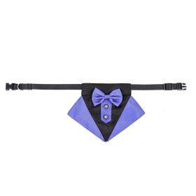 wedding suit dog collar pet saliva towel dog wedding triangle scarf (Color: Blue and black triangle scarf collar set, size: M)