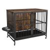 Modern Kennel Dogs room up to 80 LB, Dog crate furniture with Multi-Purpose Removable Tray, Double-Door Dog House, lift Panel, 360 Degree Rotation -