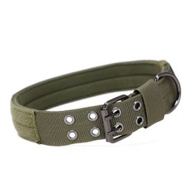 Super strong large dog collar with D-Ring & Buckle Collars Medium sized dog Golden haired horse dog Fierce dog collar (colour: Army green, size: M)